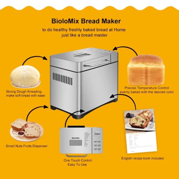 1 Biolomix BBM013 Stainless Steel 19 In 1 Automatic Bread Maker 519465 3