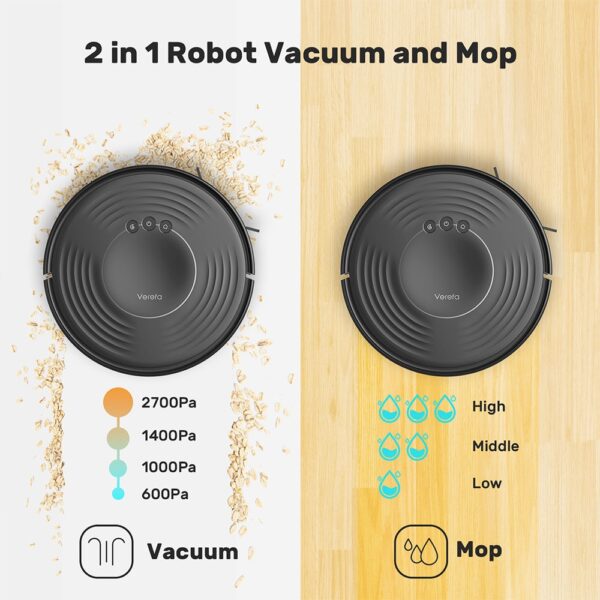 1 Verefa V60m Lite Robotic Vacuum Cleaner Black 522421 3