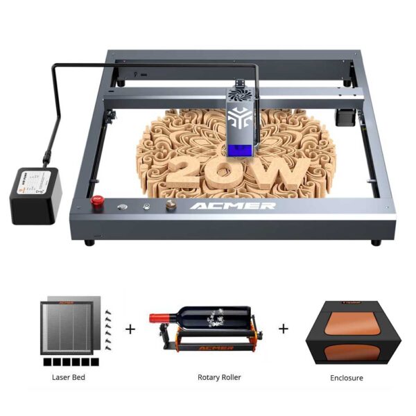 1 acmer p2 20w laser engraver with rotary roller and laser bed cb9491 1728636851808