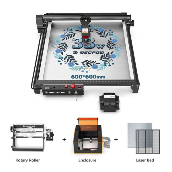 1 mecpow x5 pro 33w laser rotary roller enclosure laser bed 52a689 1723864295811